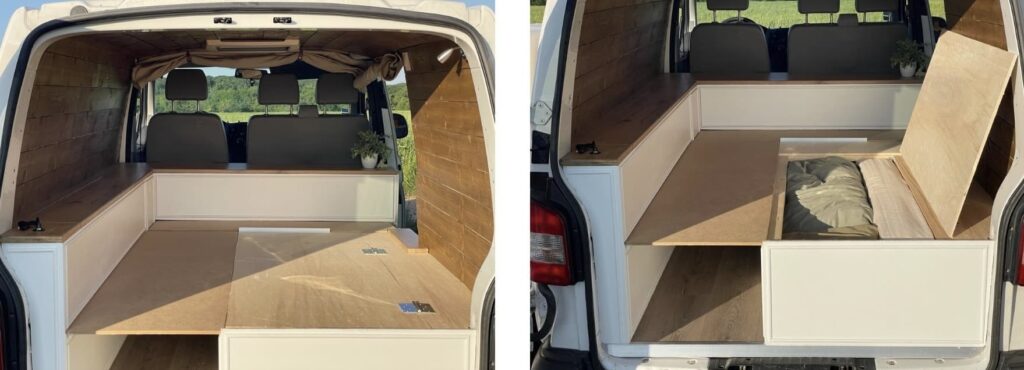 Lit déplié dans un van KILOME